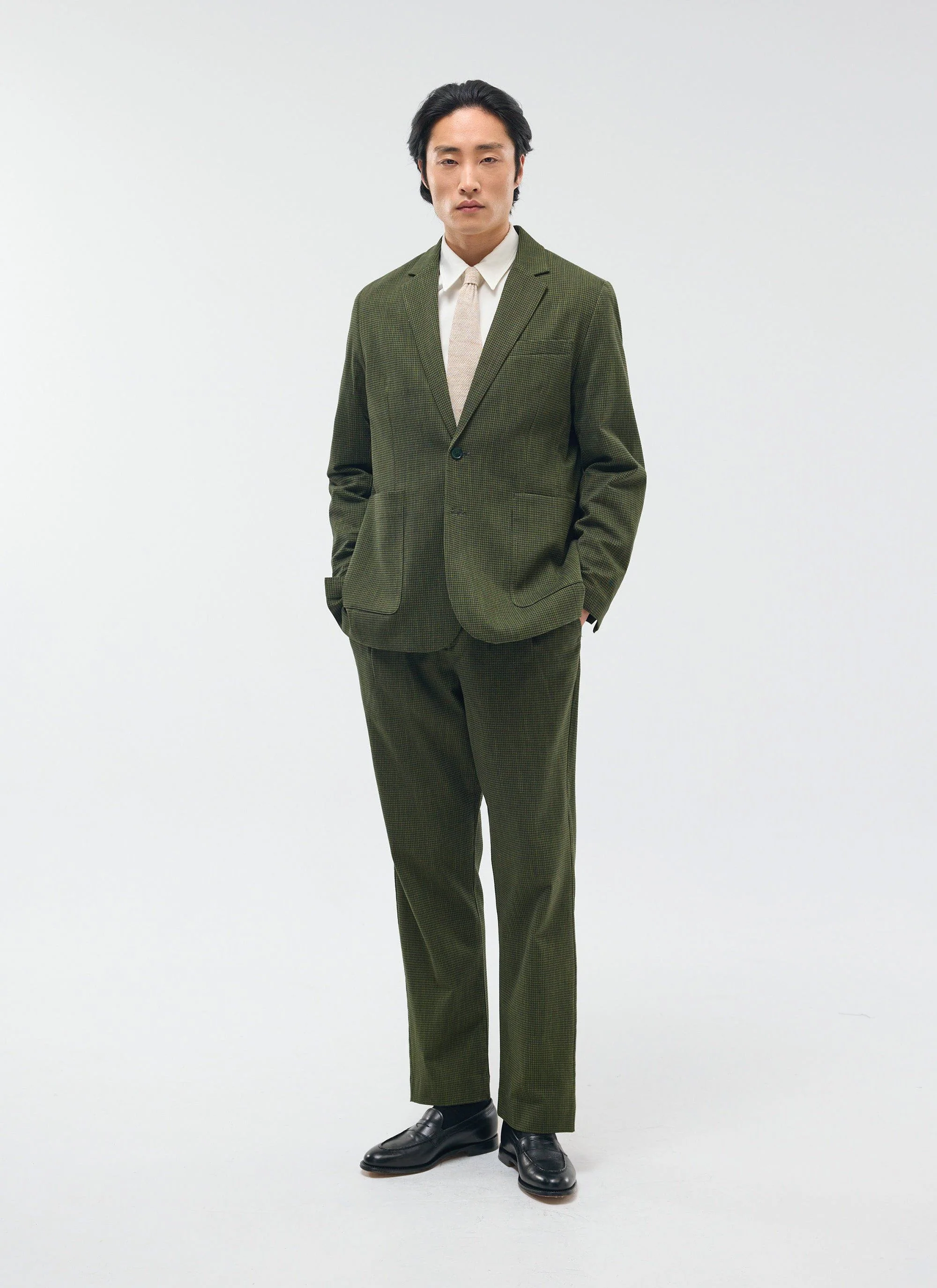 Relaxed Tailored Blazer | Micro Check | Forest