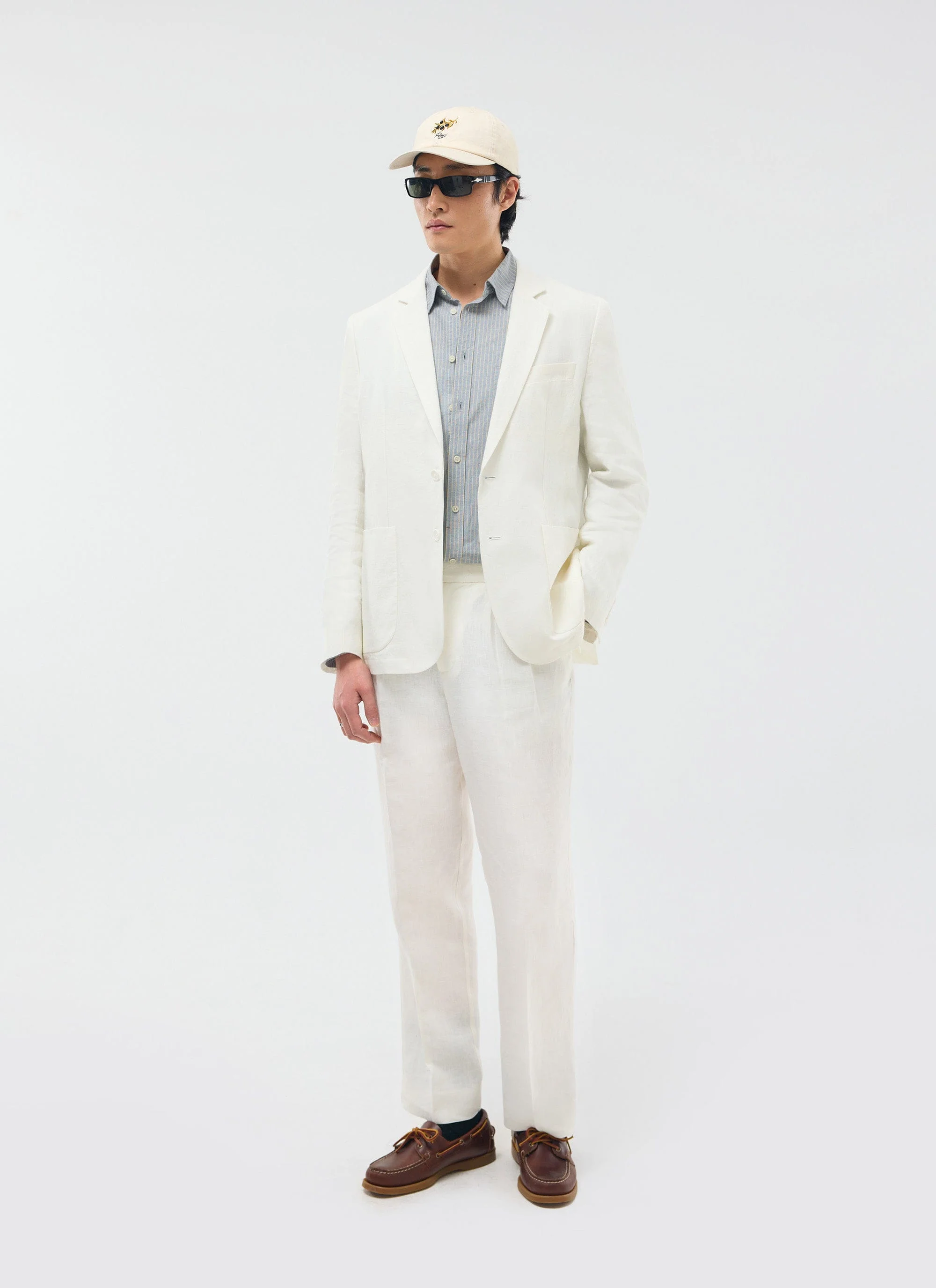 Relaxed Tailored Linen Blazer | White - Image 4