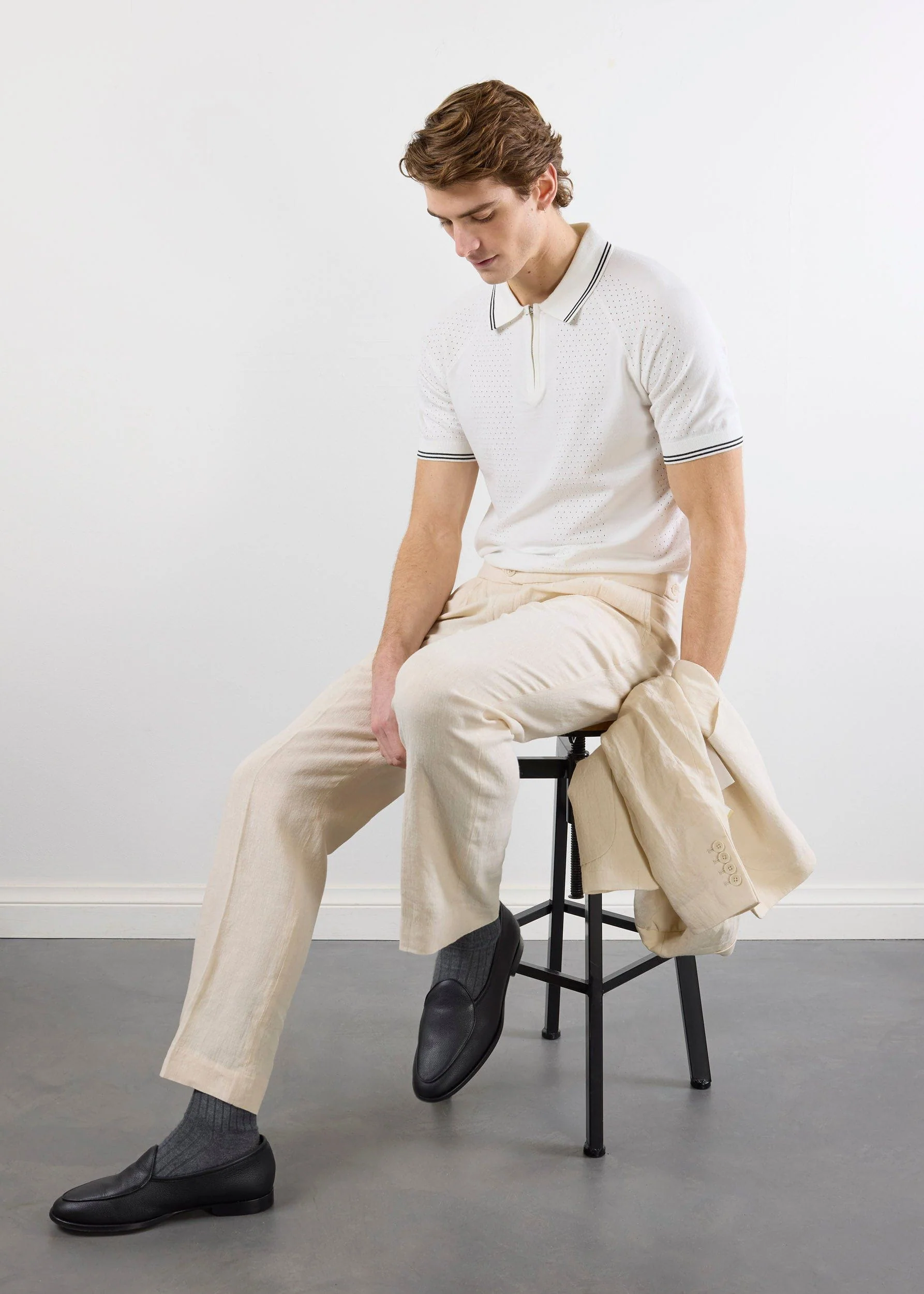 Rossi Knitted Polo | White - Image 4