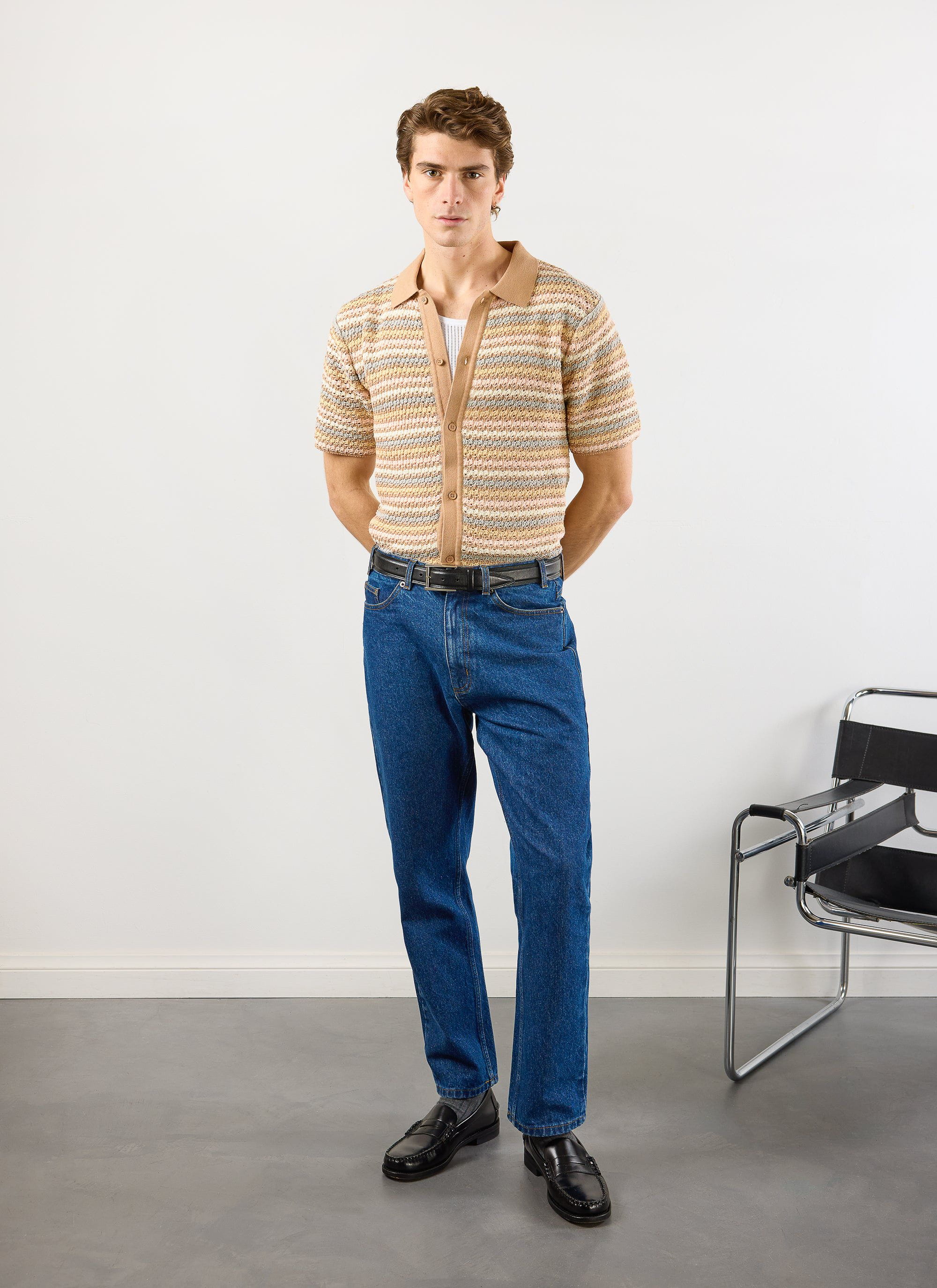 Sari Stripe Knitted Shirt | Cotton | Ecru - Image 6