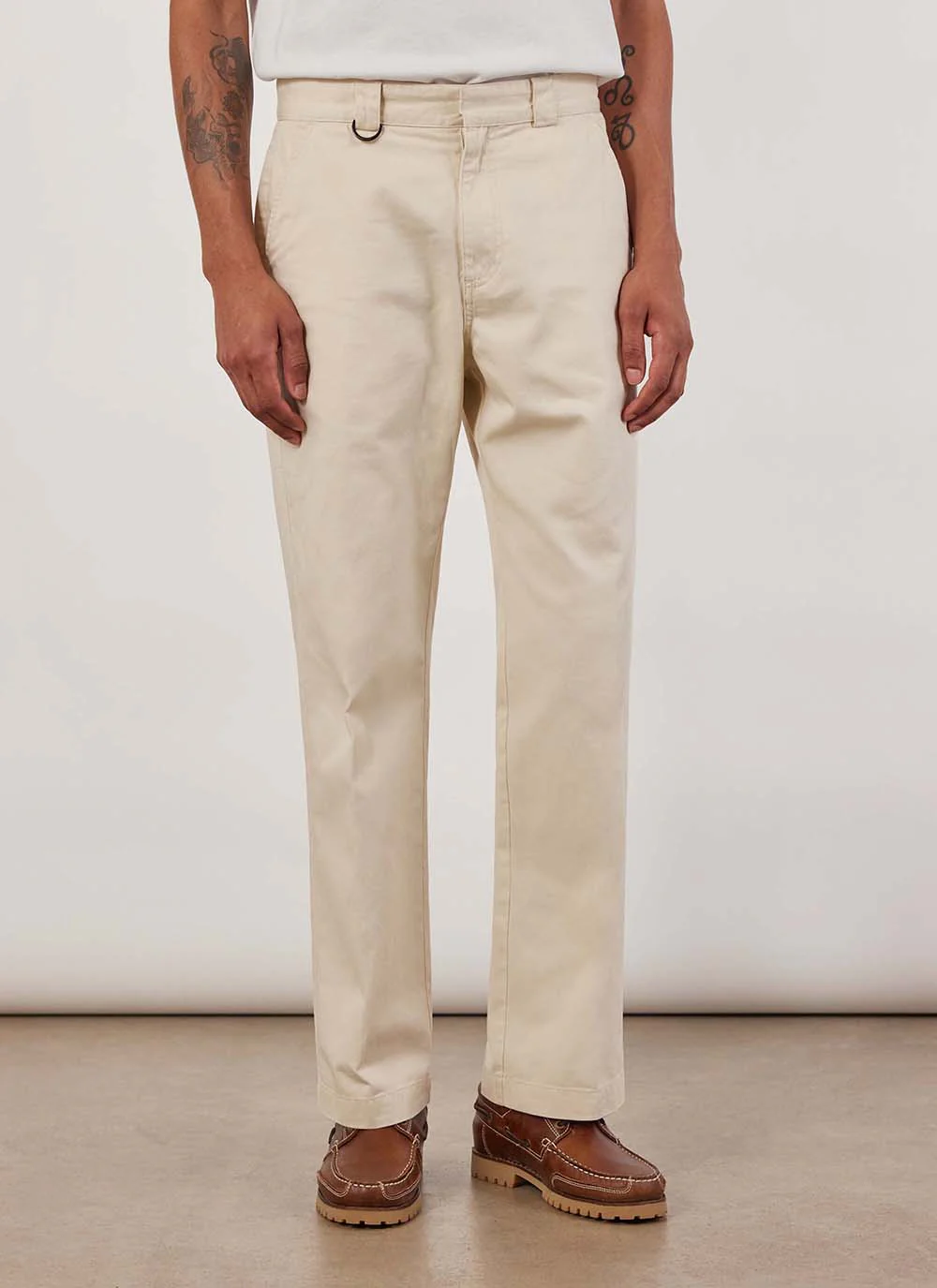 Stay Press Trousers | Cotton Twill Canvas | Ecru - Image 3