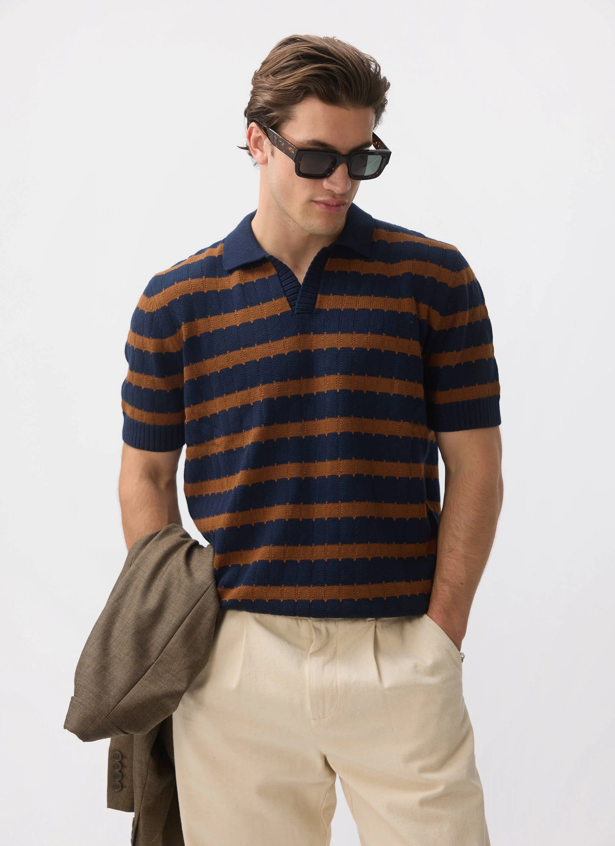 Stine Knitted Polo | Cotton | Brown - Image 4