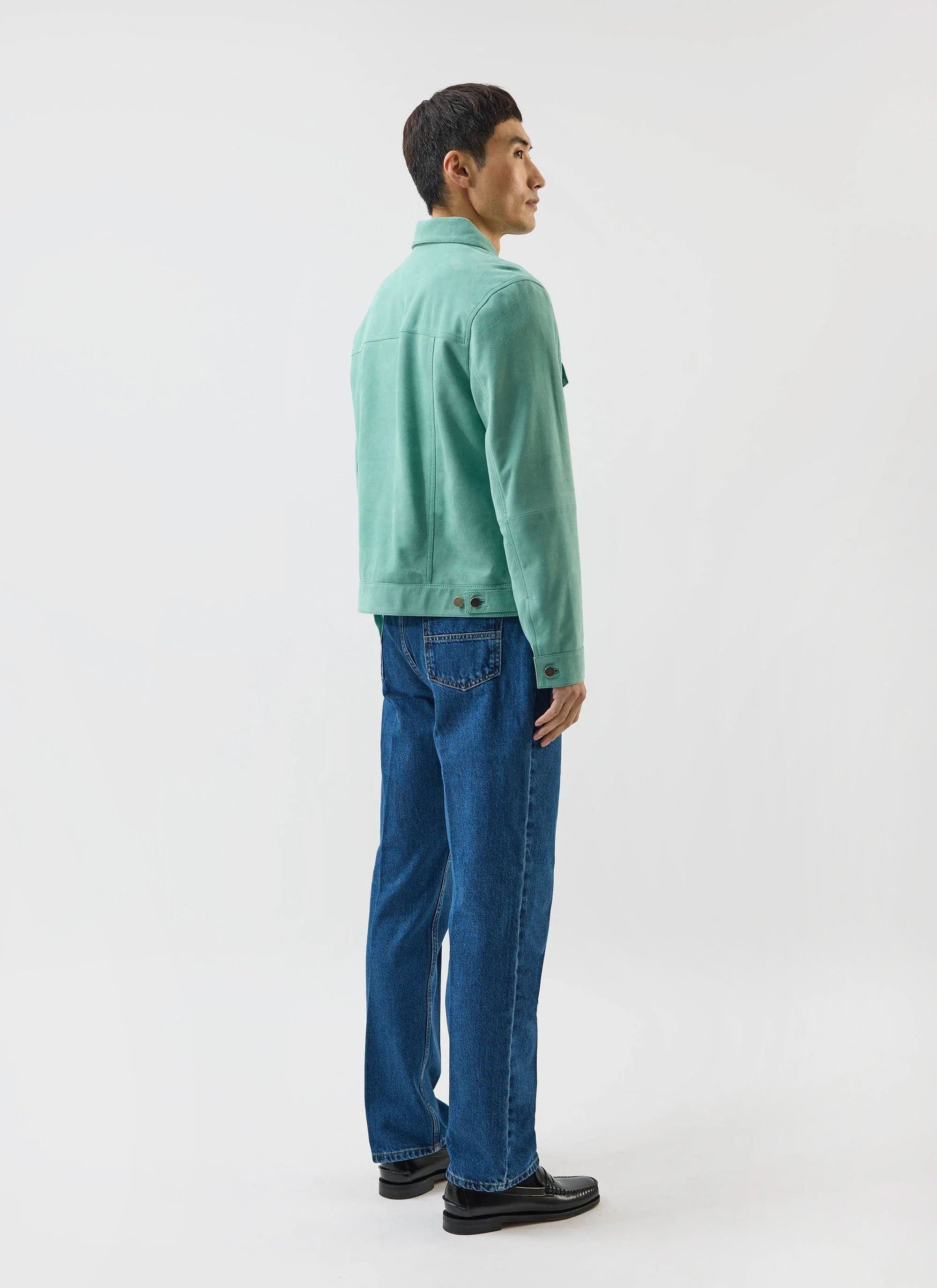 Suede Western Leather Jacket | Mint Green - Image 7