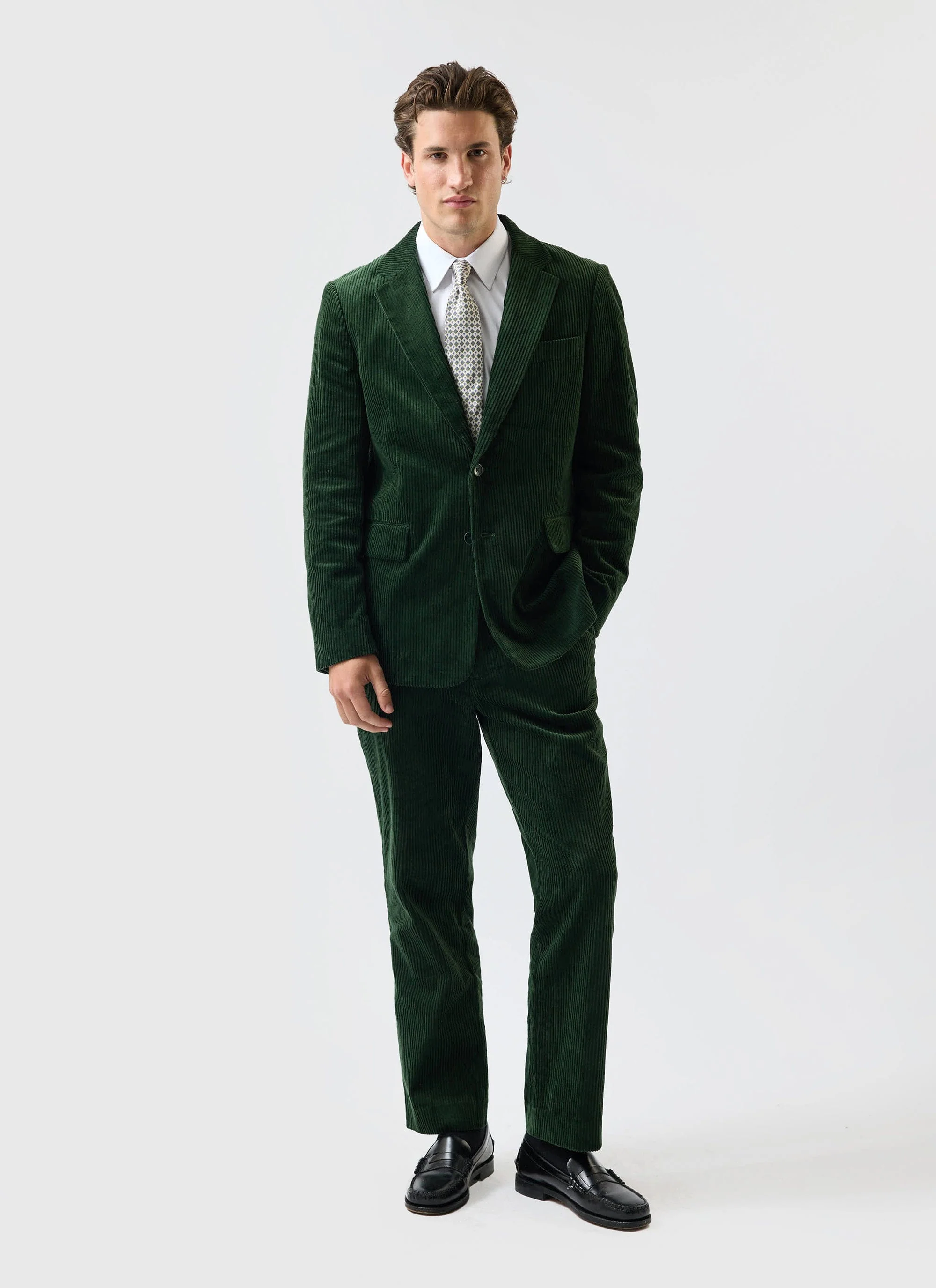 Tailored Chunky Cord Trousers | Forest - Image 4