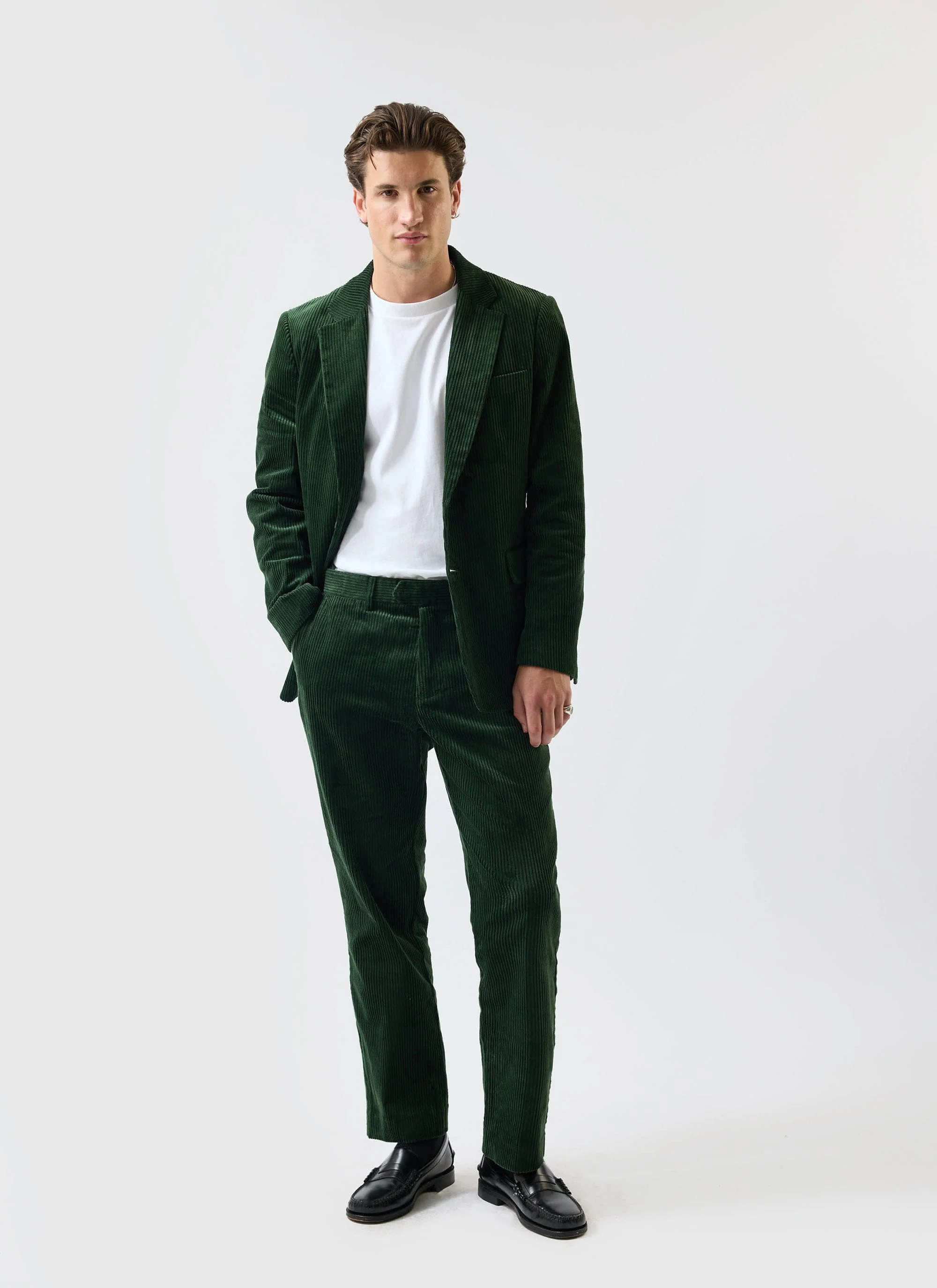 Tailored Chunky Cord Trousers | Forest - Image 7
