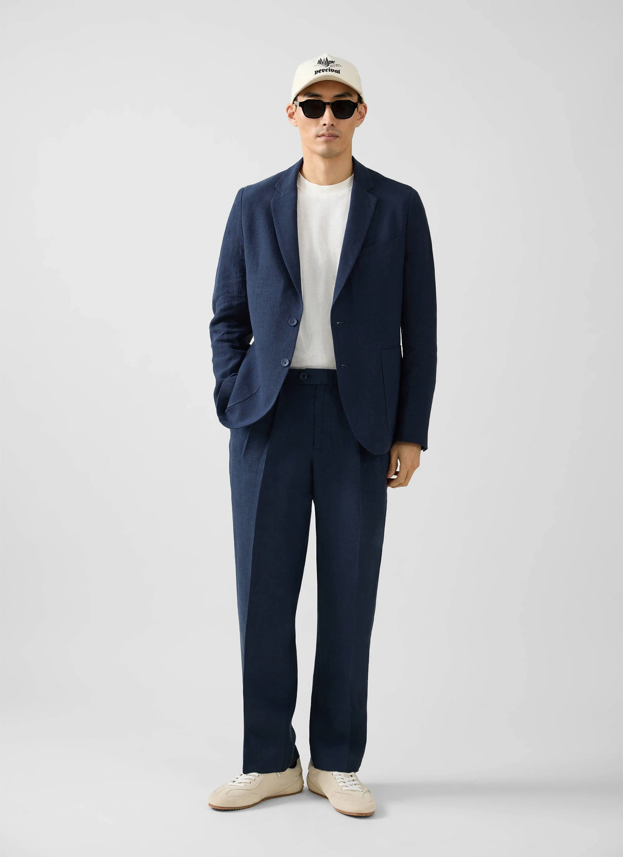 Tailored Linen Blazer | Navy - Image 4