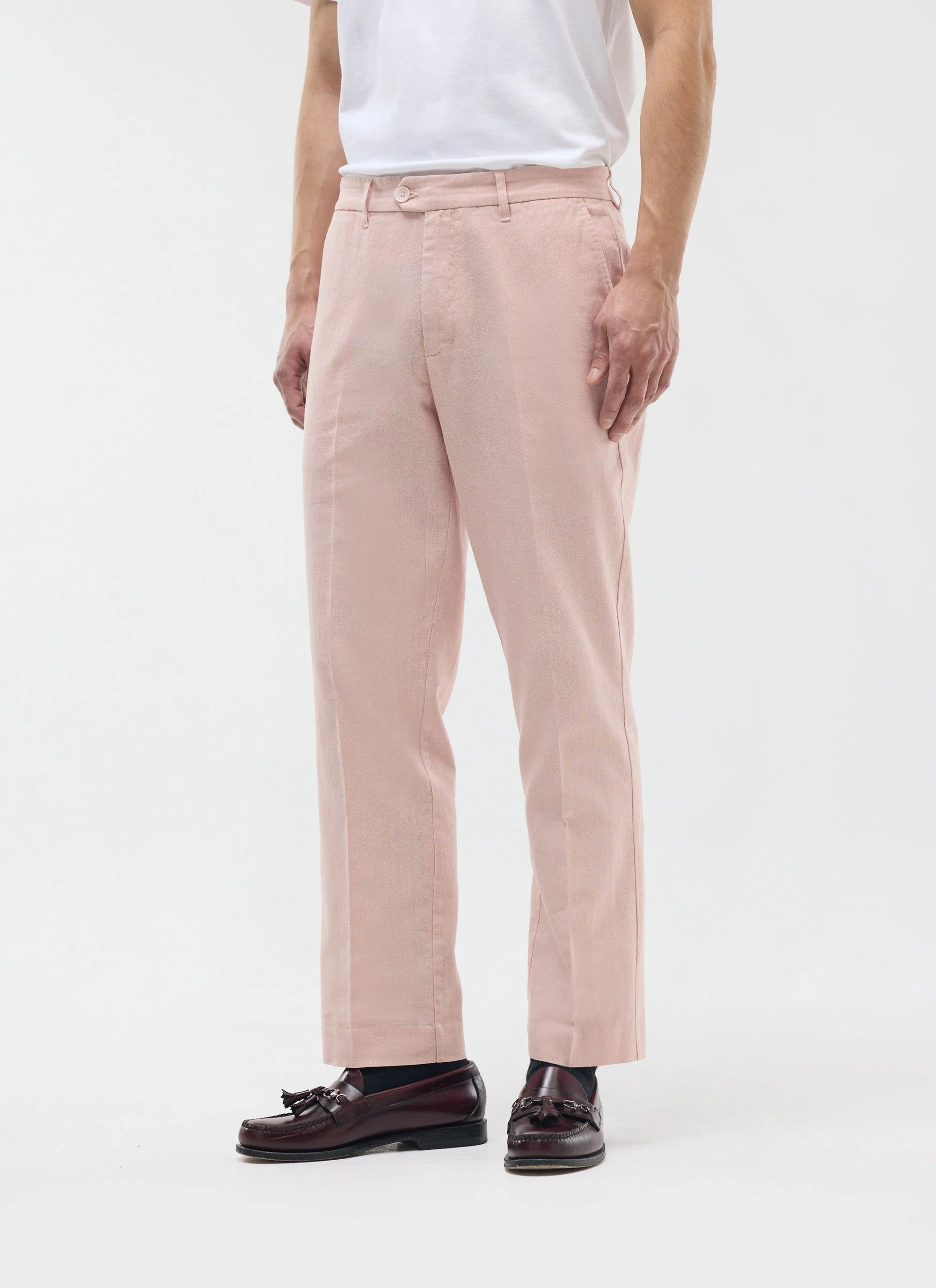 Tailored Linen Trousers | Dusty Pink - Image 3
