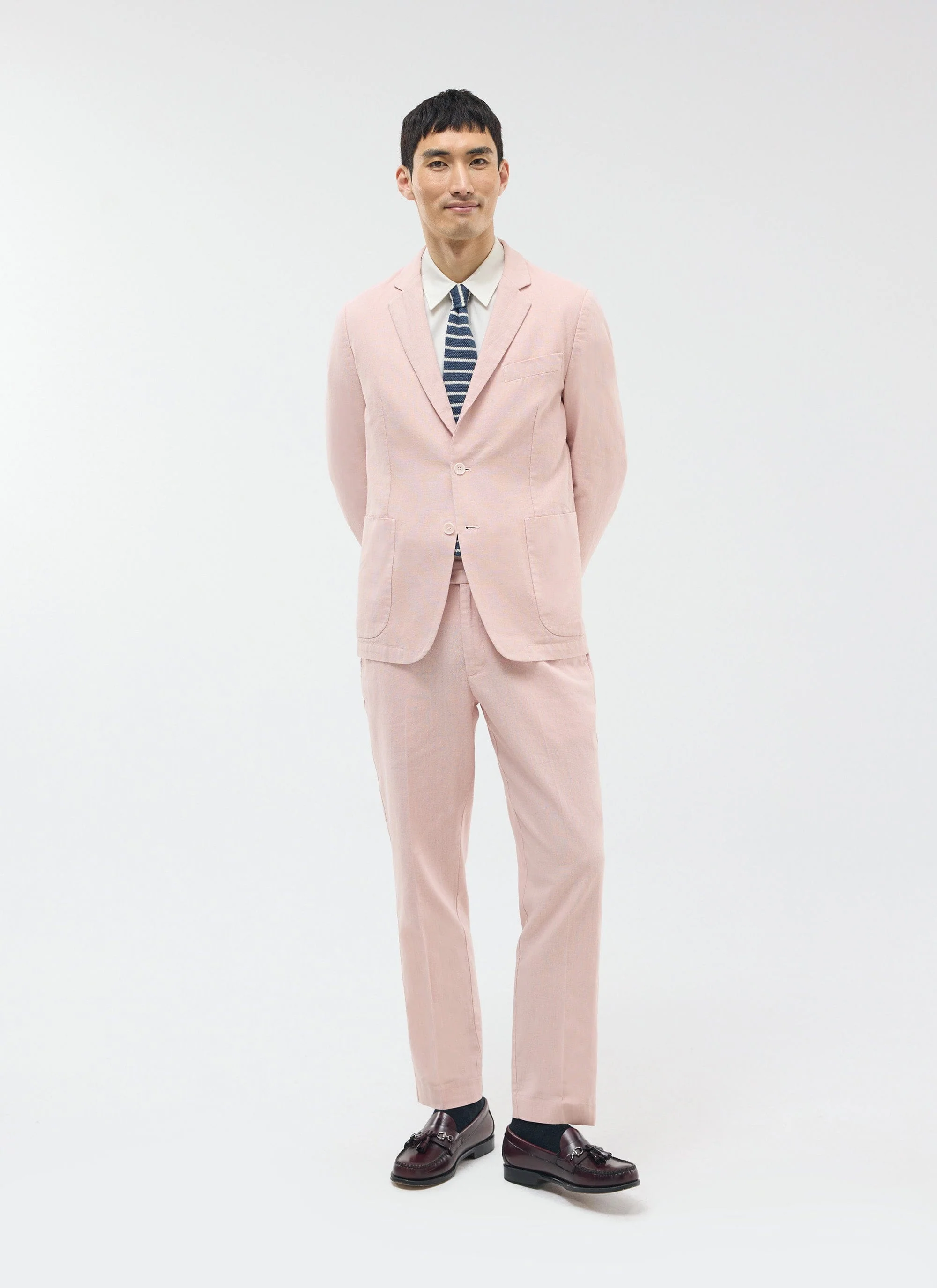 Tailored Linen Trousers | Dusty Pink - Image 7