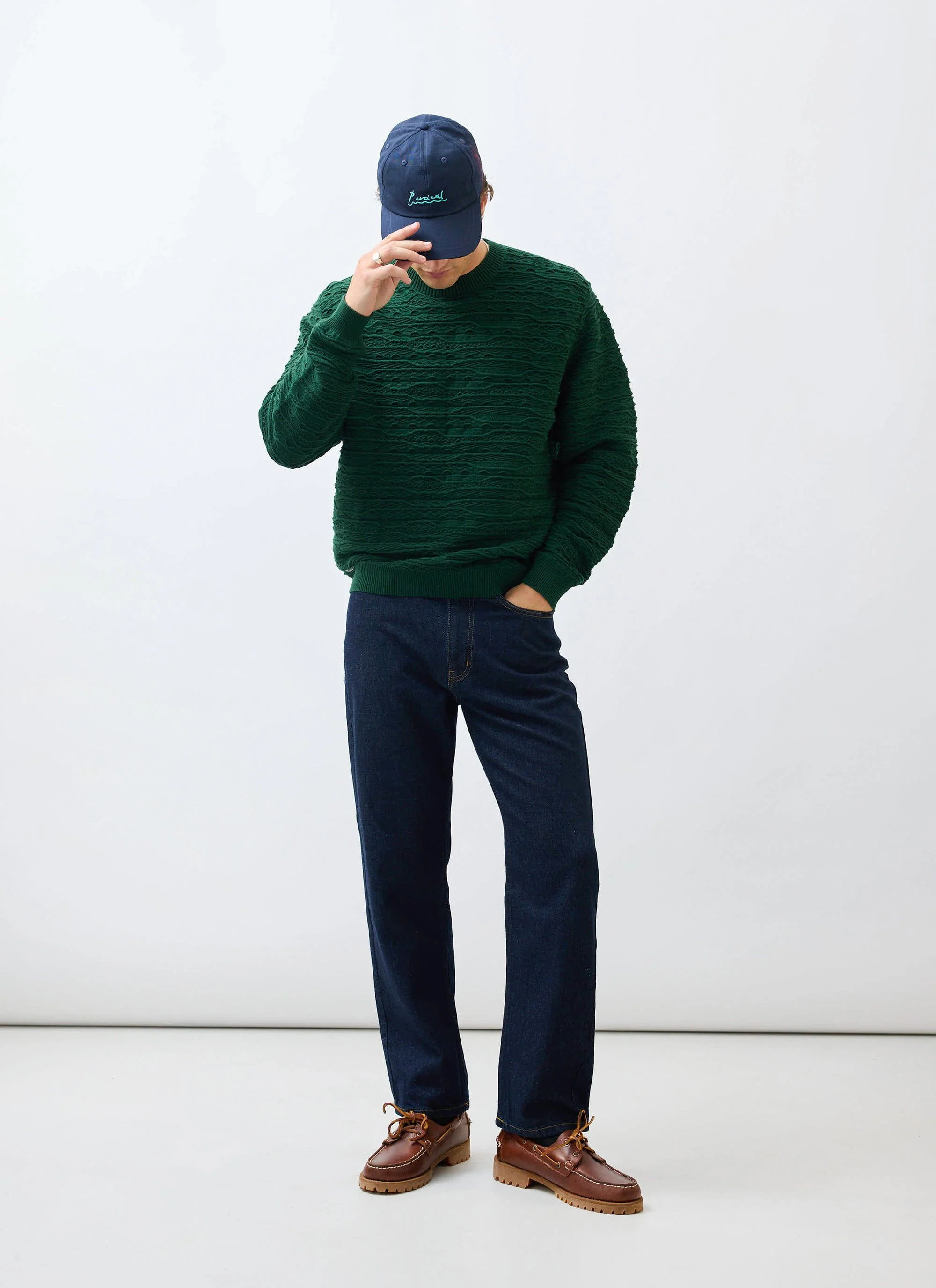 Tales Knitted Crew Neck Jumper | Cotton | Forest - Image 5