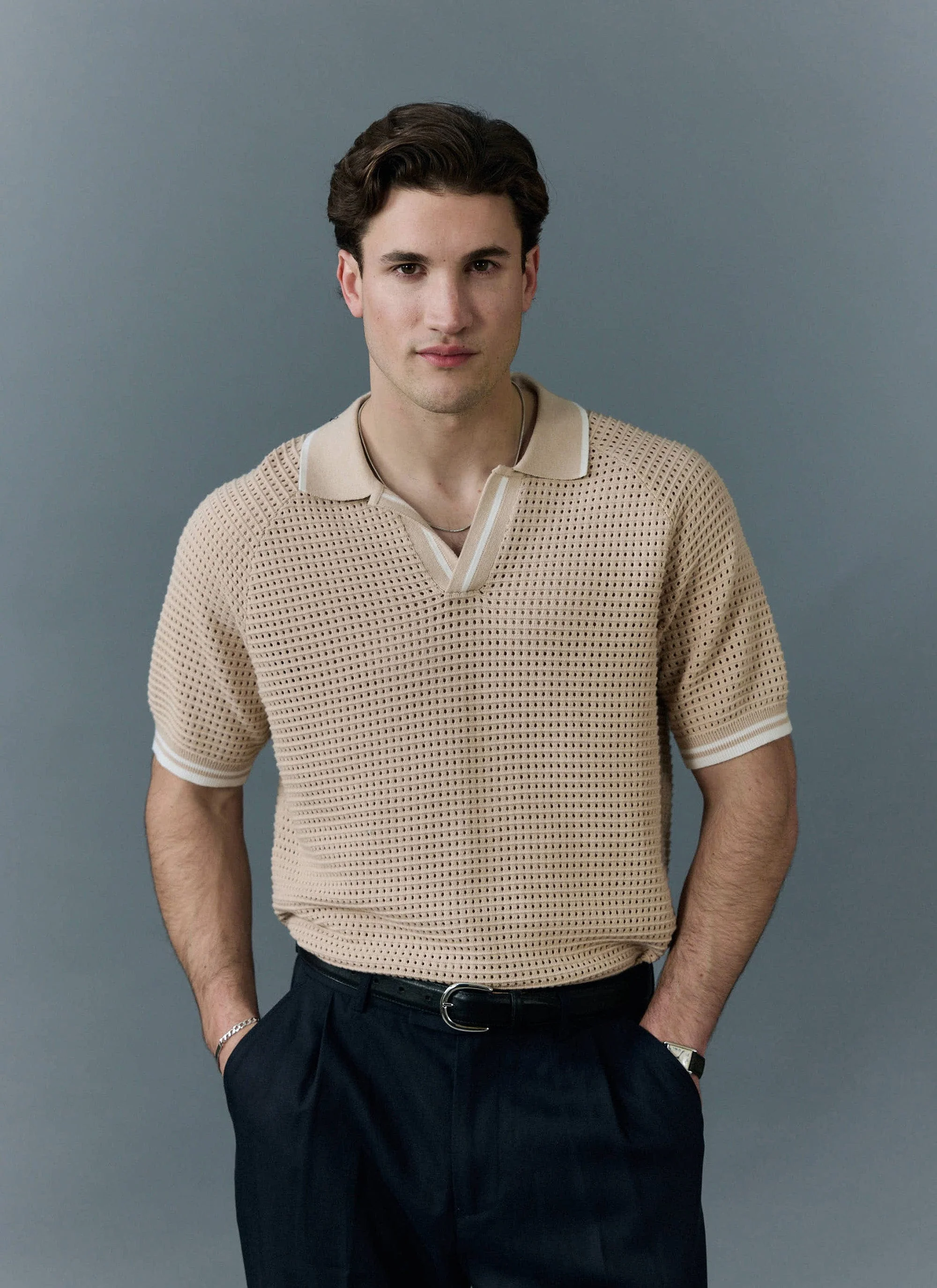 Tennis Boxy Knitted Polo | Cotton | Ecru