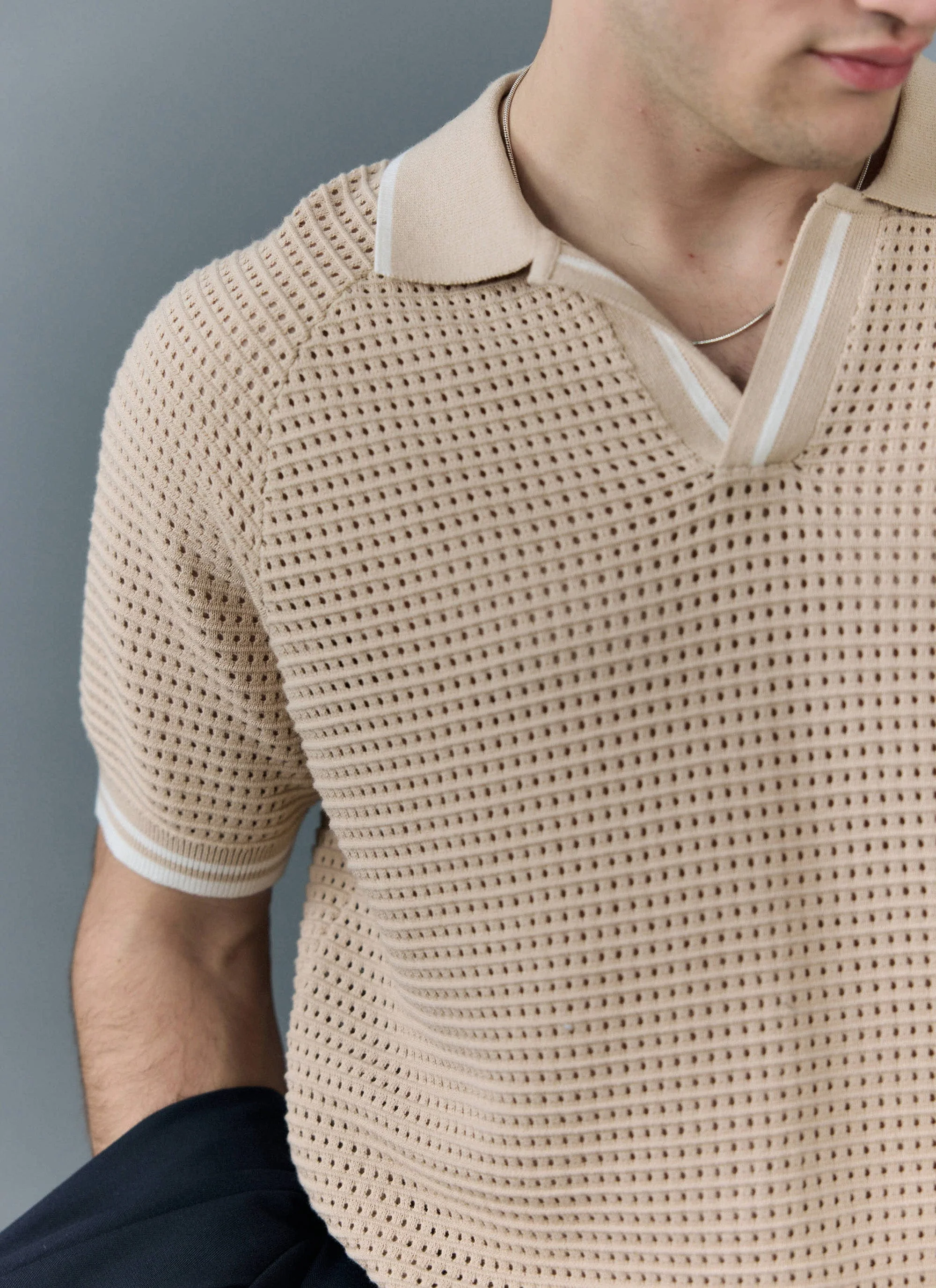 Tennis Boxy Knitted Polo | Cotton | Ecru - Image 2