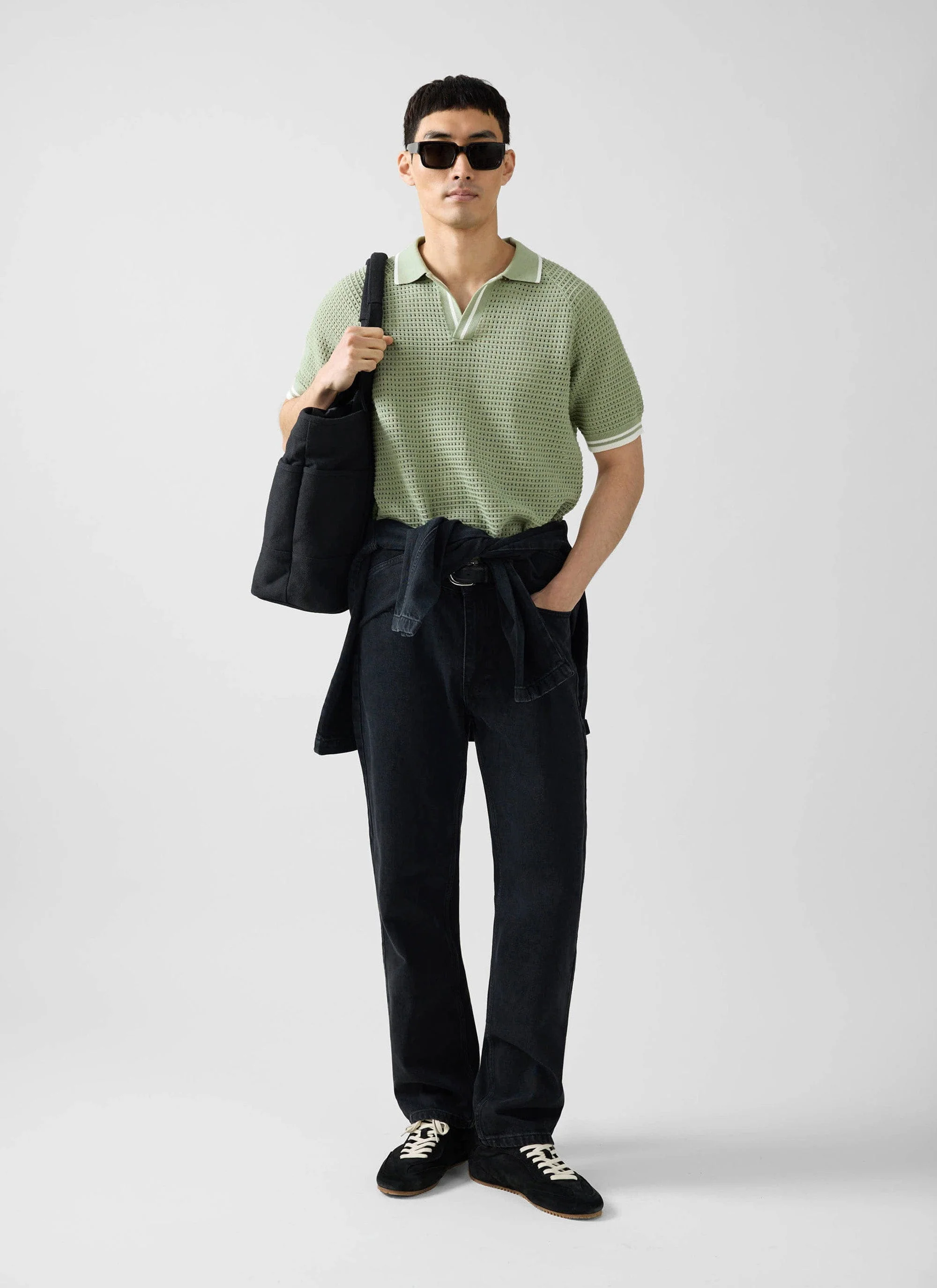 Tennis Boxy Knitted Polo | Cotton | Sage - Image 4