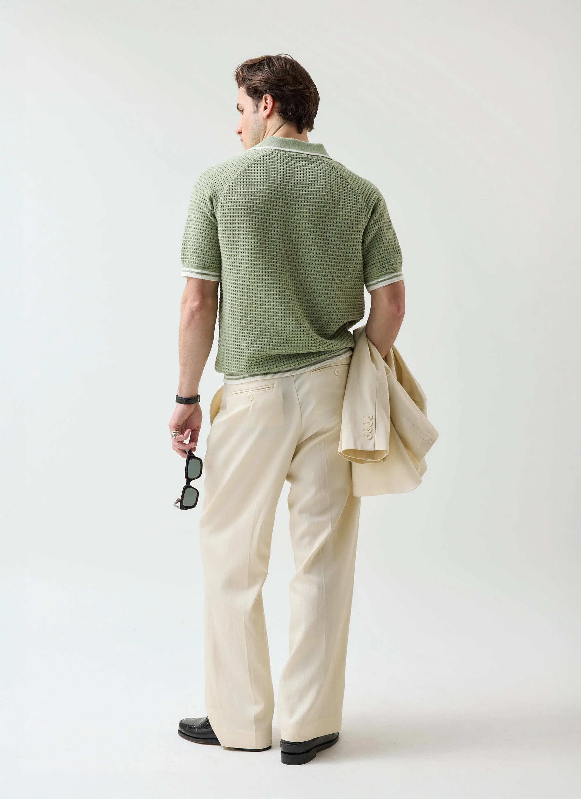 Tennis Boxy Knitted Polo | Cotton | Sage - Image 5