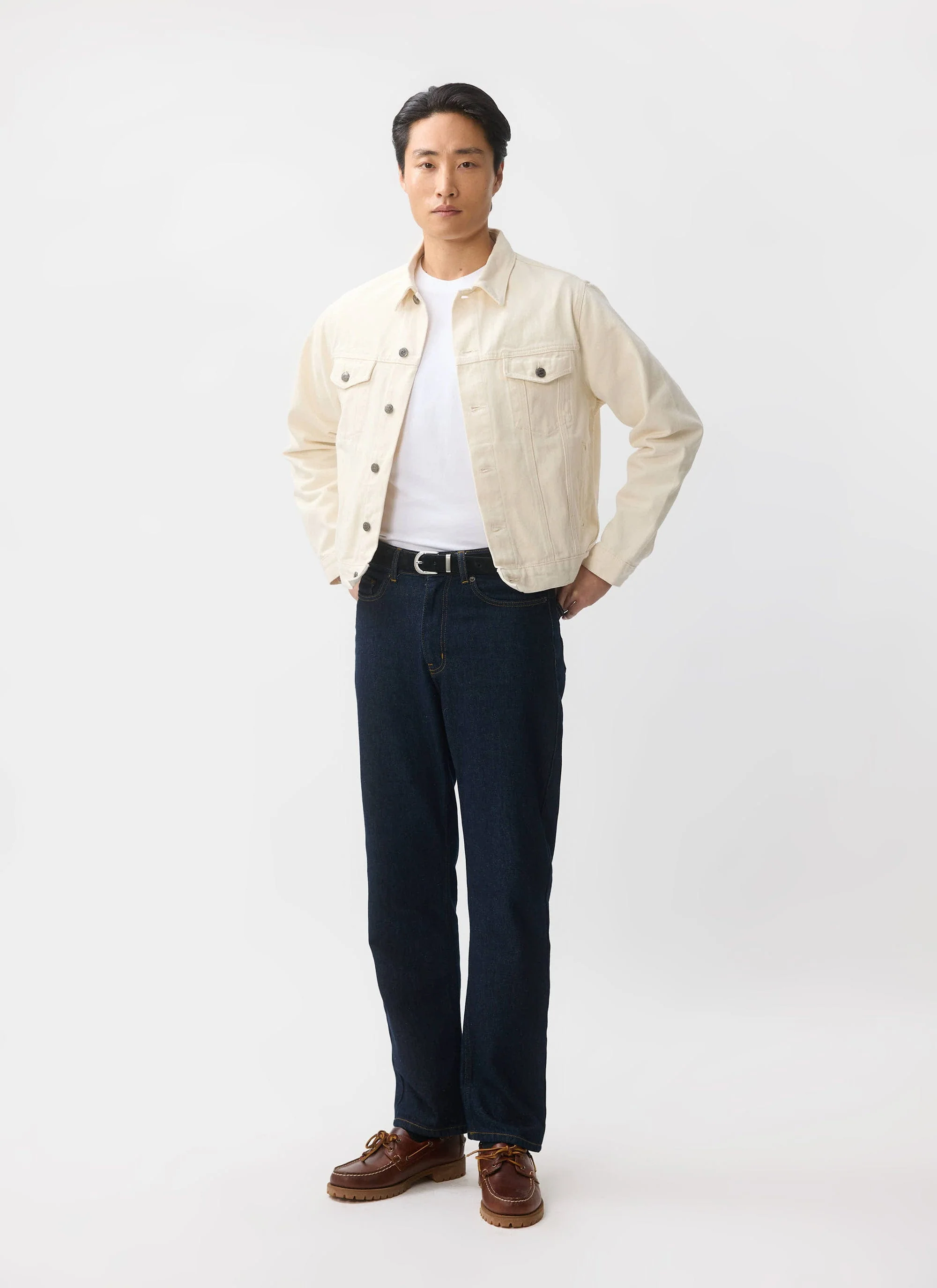 Western Trucker Jacket | Denim | Ecru - Image 3