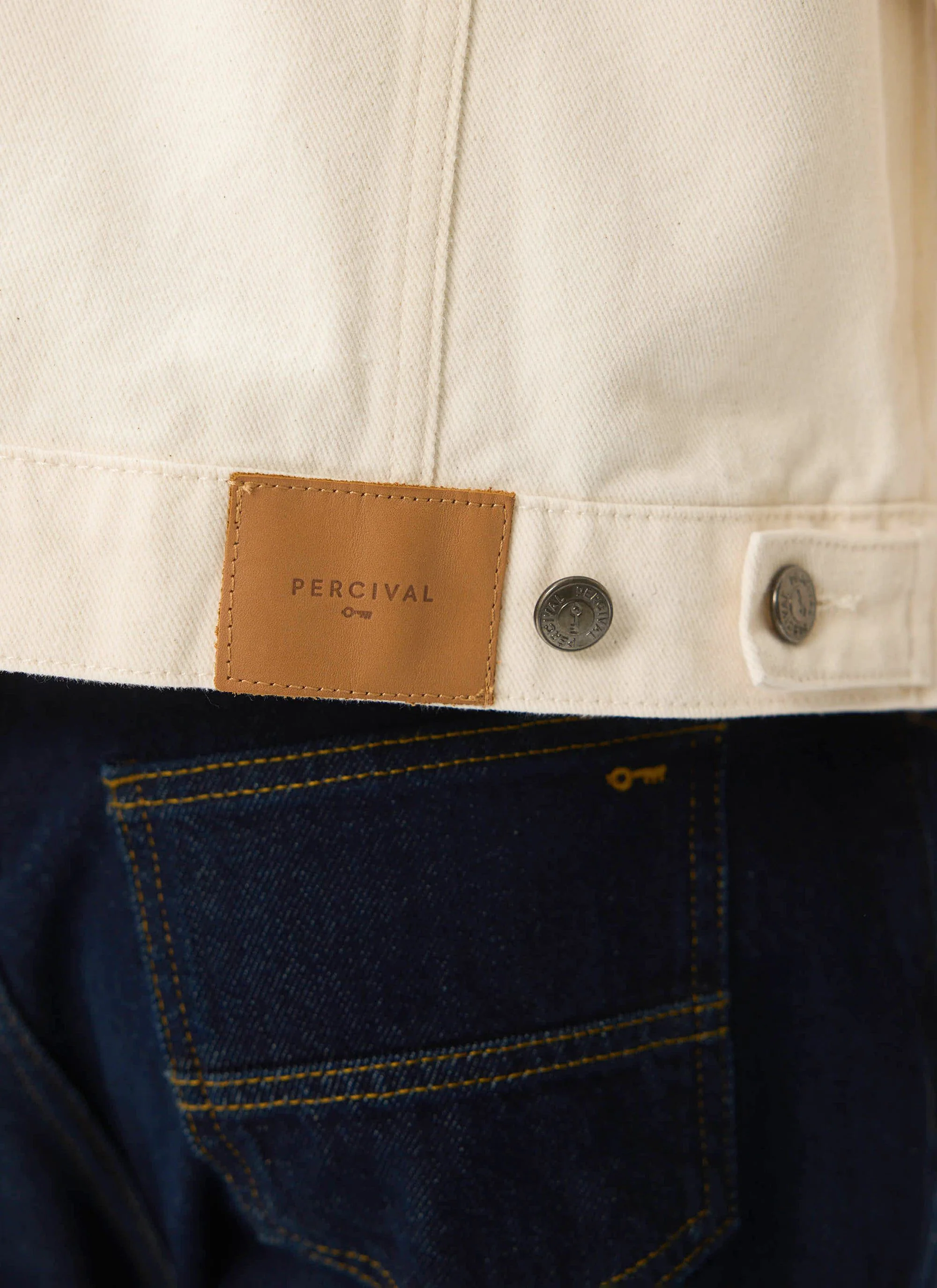 Western Trucker Jacket | Denim | Ecru - Image 8