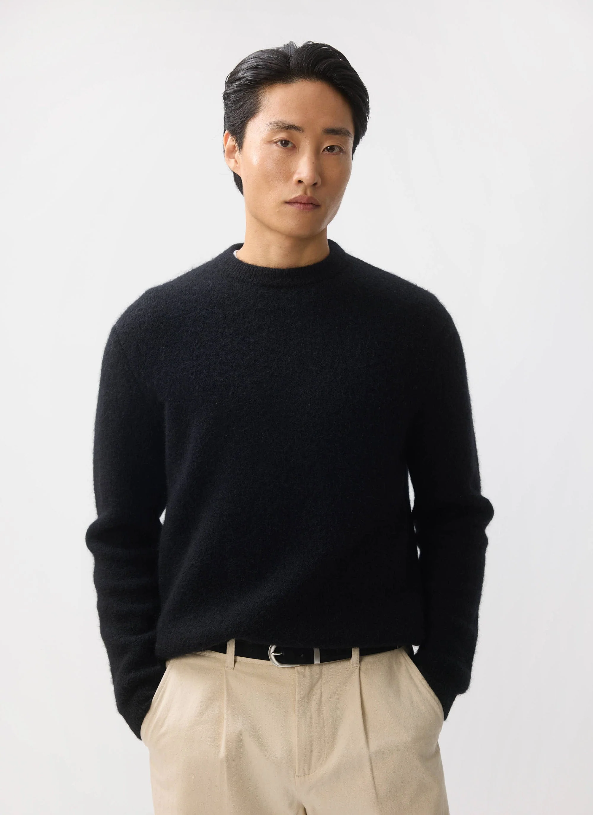 White Glove Crew Neck Jumper | Mohair | Black - Image 2