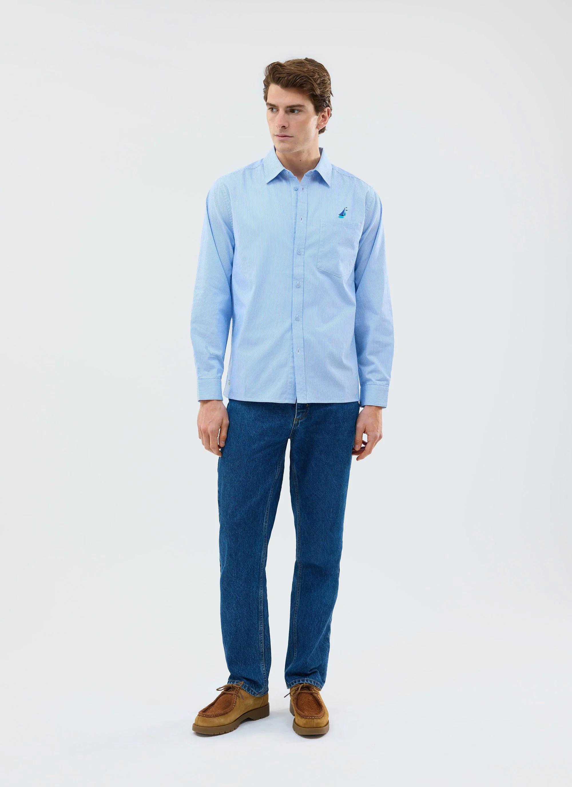 Yacht Stripe Oversized Shirt | Cotton | Blue - Image 6