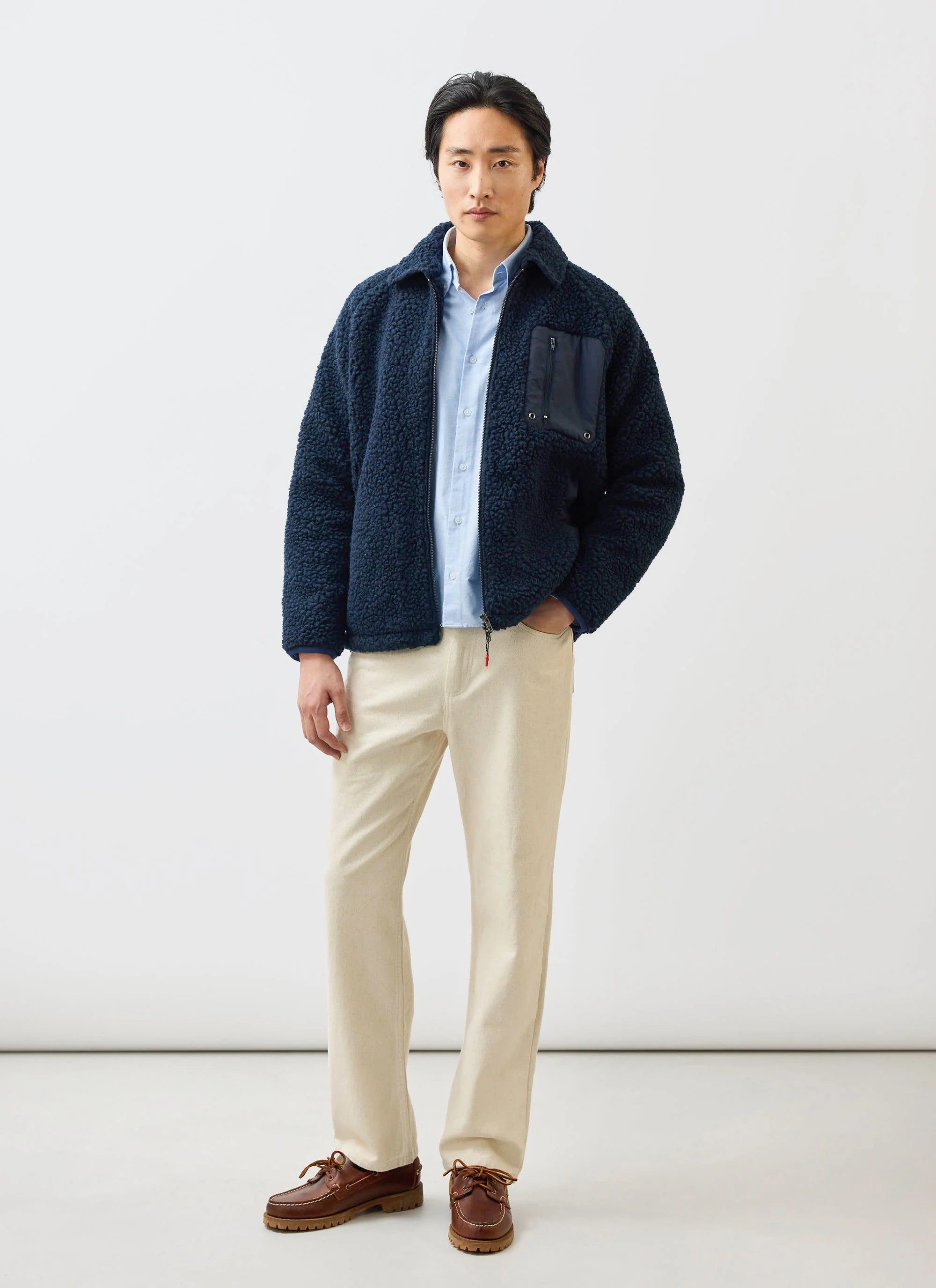 Men's Wool Fleece Jacket | Navy - Image 6